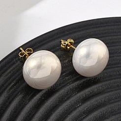 Pendientes de botón de imitación de perlas de latón y plástico ABS para mujer&nbsp;PL-CBA760A-14C-G02