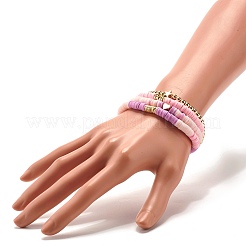 Set di bracciali elastici in ematite sintetica e argilla polimerica con perline heishi&nbsp;BJEW-JB07380