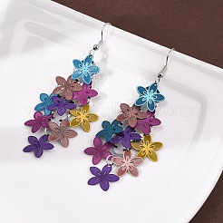 430 Edelstahl Blumen Ohrhänger&nbsp;EJEW-A137-07P-01