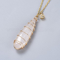 Colliers pendentifs en cristal de quartz naturel et ensembles de bijoux boucles d'oreilles&nbsp;SJEW-JS01026