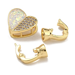 Messing Micro Pave klare Zirkonia Falte über Verschlüsse&nbsp;KK-U037-42G-02