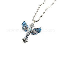 Collares con colgante de cruz de aleación esmaltada con alas de ángel para mujer&nbsp;WGCB213-02