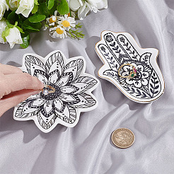 2 Stück Porzellan-Schmuckschale mit floralem Hamsa-Handblumenmuster in 2 verschiedenen Ausführungen&nbsp;AJEW-ME0003-92