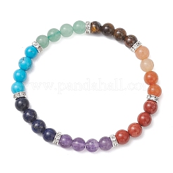 Pulseras elásticas de cuentas de piedras preciosas mixtas naturales de chakras para mujer&nbsp;BJEW-JB13200-01