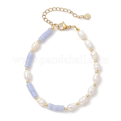 Bracelets en perles d'agate dentelle bleue synthétique et de perles de culture d'eau douce pour femmes&nbsp;BJEW-JB13249-01