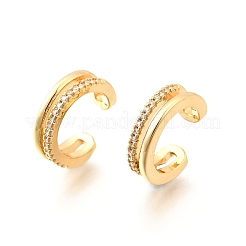 Orecchini a polsino in zircone chiaro con micro pavè di ottone&nbsp;EJEW-F370-19G