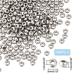 200 pièce de perles d'espacement en acier inoxydable 202&nbsp;STAS-UN0056-40
