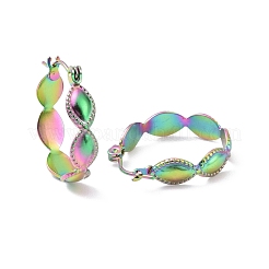 Pendientes de aro ovalados de acero inoxidable 304 con revestimiento iónico (IP) en colores arcoíris para mujer&nbsp;EJEW-G293-29M