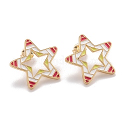 Orecchini a bottone in ottone smaltato&nbsp;EJEW-F264-01-G