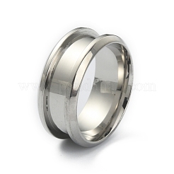 201 geriffelte Fingerringfassungen aus Edelstahl&nbsp;STAS-WH0029-52A-P