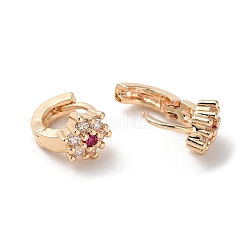 Boucles d'oreilles créoles en laiton plaqué micro pavé de zircons cubiques&nbsp;EJEW-P238-29KCG