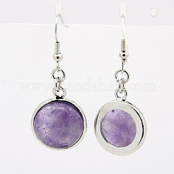 Mode natürliche Amethyst Ohrringe&nbsp;EJEW-E003-1