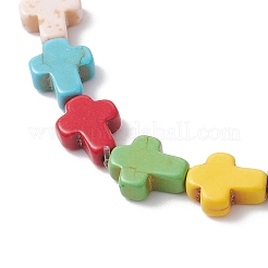 4 bracciale con ciondolo a croce in turchese sintetico di 4 colori&nbsp;BJEW-JB12292