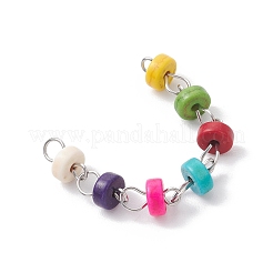 Dijes de conector heishi de turquesa sintética teñida en disco&nbsp;PALLOY-JF04246-02