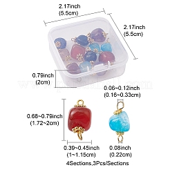 12 Stück 4 Farben natürliche Achat gefärbte Perlen Verbindungsanhänger&nbsp;FIND-YW0003-73