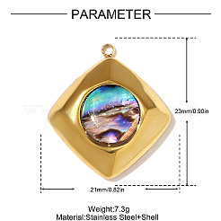 304 Edelstahl-Paua-Muschelanhänger&nbsp;STAS-OY008-91G