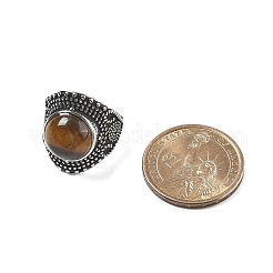 Bagues ajustables en oeil de tigre naturel&nbsp;RJEW-I108-03AS-14