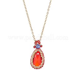 Colliers avec pendentif en forme de larme de verre&nbsp;NJEW-MZ00066-01