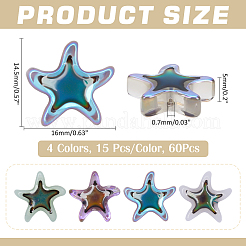 60 pz 4 colori perline di vetro&nbsp;GLAA-ME0001-39