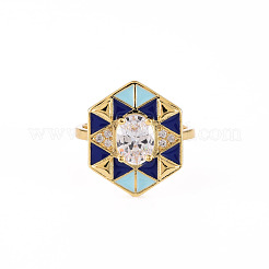 Latón micro pave anillos de brazalete de circonio cúbico&nbsp;RJEW-S045-084D-NR
