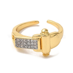 Manschettenringe aus Messing mit Mikropavé-Zirkonia für Damen&nbsp;RJEW-G325-09GP