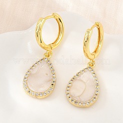 Orecchini pendenti a cerchio in ottone con micro pavé di zirconi cubici&nbsp;KK-CBA8324-11G-02