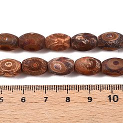 Mattierte natürliche tibetische Achat 3-Auge Perlenstränge&nbsp;G-T138-196
