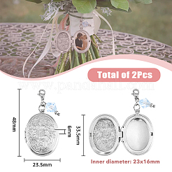 Colgante de medallón de acero inoxidable 316 con forma ovalada y flores&nbsp;PALLOY-AB00013