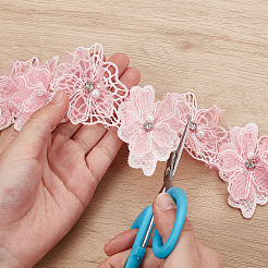 Rubans de dentelle à fleurs en polyester à double couche&nbsp;DIY-WH0656-60B