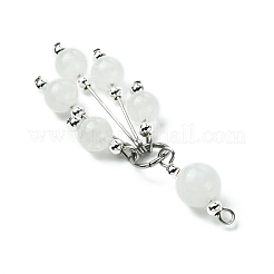 Gros pendentifs à pompon rond en jade blanc naturel&nbsp;PALLOY-JF03281-04