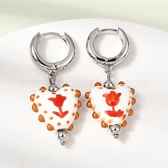 Boucles d'oreilles pendantes créoles en laiton&nbsp;KK-CBA8324-26P-01