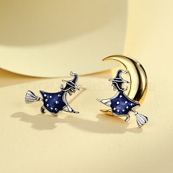 Boucles d'oreilles halloween 925 en argent sterling et émail&nbsp;EJEW-BB72124