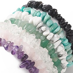7 Uds 7 estilos de piedras preciosas mixtas naturales y sintéticas cuadradas y chips con cuentas conjunto de pulseras elásticas para mujer&nbsp;BJEW-JB09938