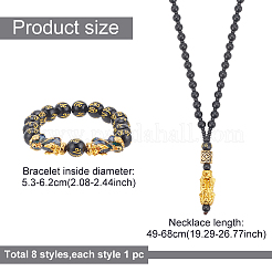 4 Stück Om Mani Padme Hum Mala-Perlenarmband aus Kunstharz&nbsp;SJEW-AN0001-48