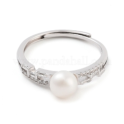Runde Fingerringe aus Naturperle und Zirkonia&nbsp;STER-Z009-07P