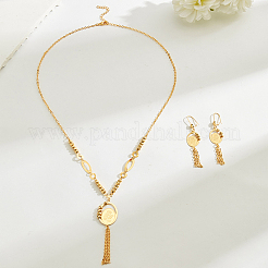 Vintage-Ohrringe und Halskettensets im böhmischen Stil aus Eisen im nahöstlichen Stil mit ovalen Quasten für Damen&nbsp;QM7256