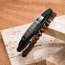 Geflochtene Lederarmbänder mit mehreren Strängen für Männer&nbsp;BJEW-Z081-16P