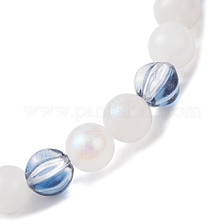 Bracelets extensibles en perles de pierre de lune blanche naturelle électrolytique pour femmes&nbsp;BJEW-JB12159-02