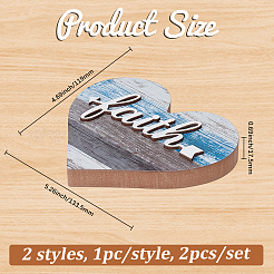 2 Stück 2 Stile Holzherz-Skulptur Display-Dekorationen&nbsp;DJEW-GF0001-82