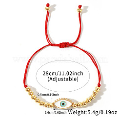 Verstellbare geflochtene Armbänder aus weißer Legierung mit Wimpern und Messingperlen im Bohème-Stil&nbsp;WF4664
