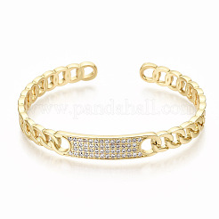 Messing Micro Pave klare Zirkonia Manschette Armreifen&nbsp;BJEW-S142-002-NF