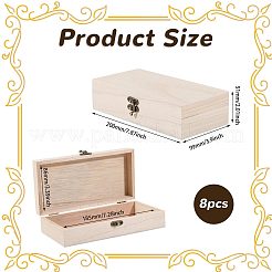 Cajas de almacenamiento de madera con tapa abatible y cierres metálicos&nbsp;CON-WH0095-230