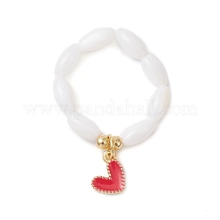 Natürliche Muschel mit Messing-Emaille-Anhänger Fingerringe für Paare&nbsp;RJEW-TA00230