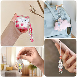 48 pieza de decoraciones colgantes de vidrio galvanizado transparente de 6 colores&nbsp;HJEW-CA00071