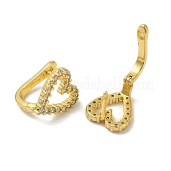 Pendientes de aro huggie de circonita cúbica transparente con micropavé de latón en forma de corazón para mujer&nbsp;EJEW-C097-10G