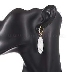 2 paio di orecchini a cerchio in pietra d'oro blu sintetica e howlite naturale&nbsp;EJEW-JE07000