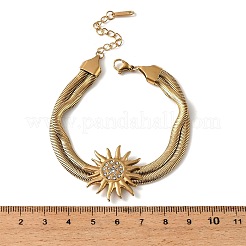 Doppellagige Armreifen aus Edelstahl 304 mit Strass-Schlangenkette für Damen&nbsp;BJEW-D465-04B-G