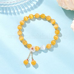 4 bracciale elastico con perline a forma di occhio di gatto per donna&nbsp;BJEW-TA00691