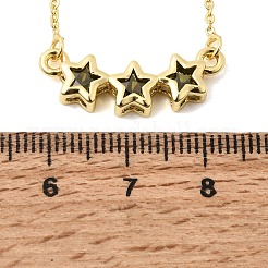 Collares con colgante de triple estrella de latón y vidrio&nbsp;KK-CBAB173-03G-02