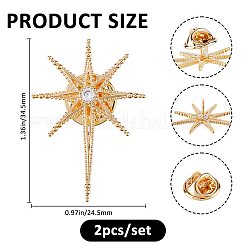 2 pieza de alfiler de solapa de latón con micropavé de circonita cúbica transparente para ropa&nbsp;JEWB-FH0002-54G